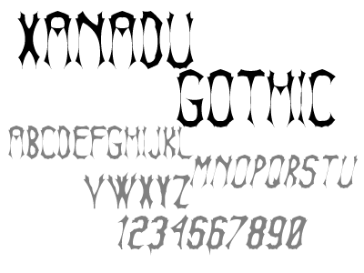 Xanadu Gothic Family Character Set
